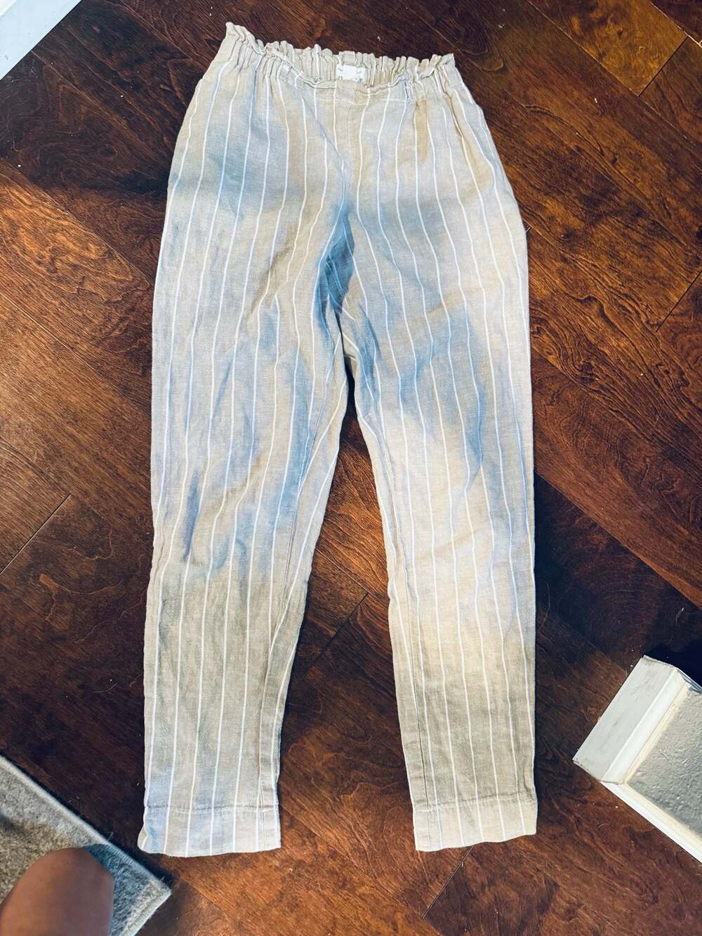 Universal Thread Linen-Cotton Blend Striped Pull-On Pants